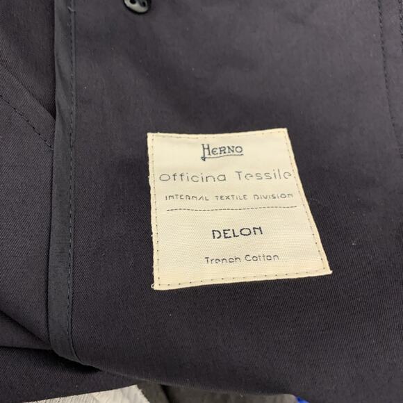 HERNO Rain Collection Laminar Size 44 Double Breast Trench Coat Navy Italy - Picture 6 of 7